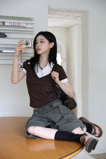 Aid color matching collar tee